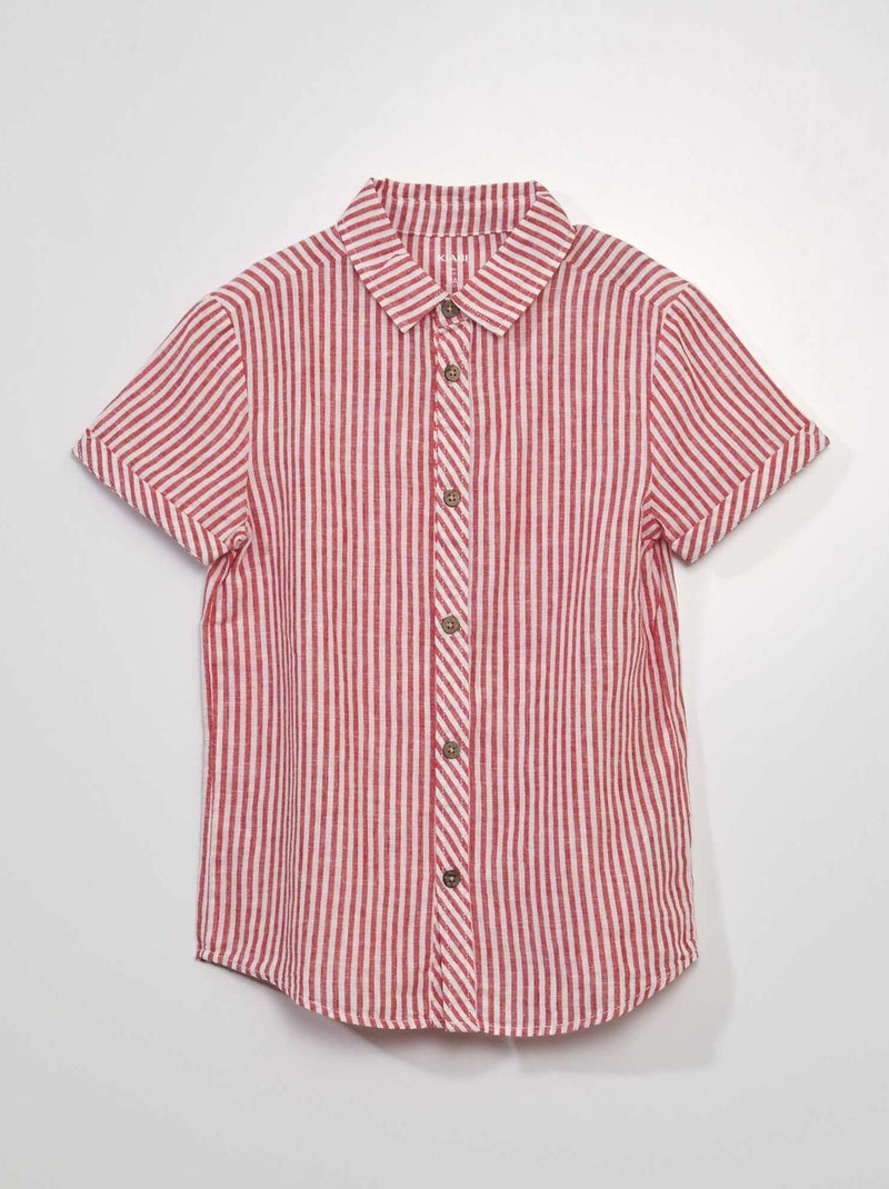 Camisa de manga corta de rayas ROJO - Kiabi