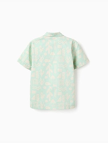 Camisa de manga corta de sarga con motivo de playa