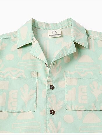 Camisa de manga corta de sarga con motivo de playa
