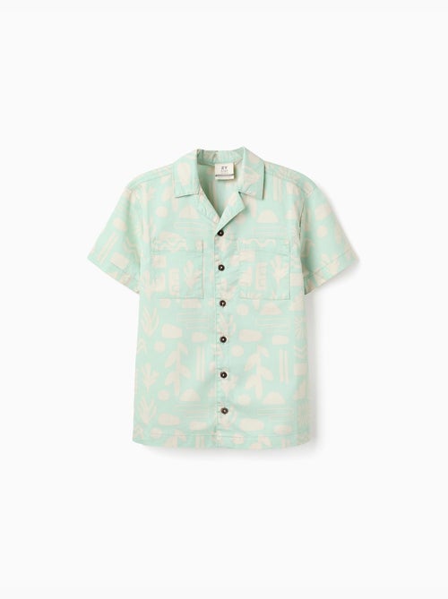 Camisa de manga corta de sarga con motivo de playa - Kiabi