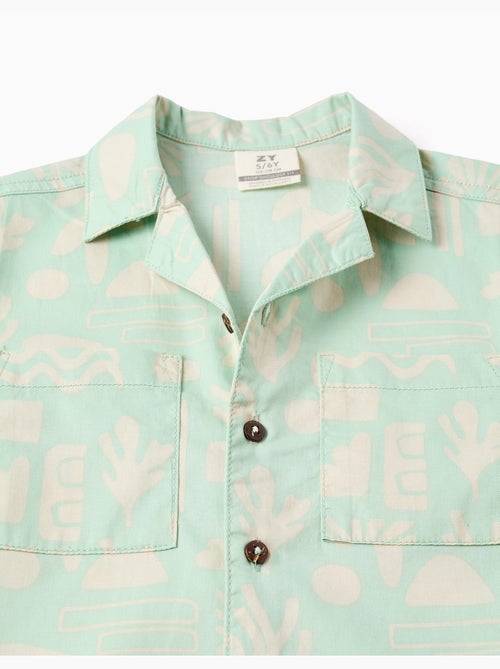 Camisa de manga corta de sarga con motivo de playa - Kiabi