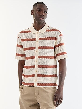 Camisa de manga corta de tejido calado