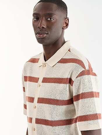 Camisa de manga corta de tejido calado