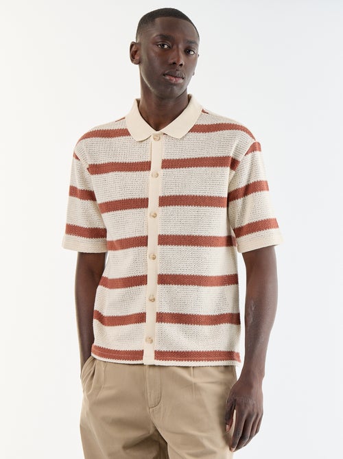 Camisa de manga corta de tejido calado - Kiabi