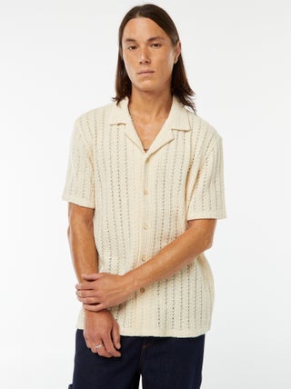 Camisa de manga corta de tejido con calados