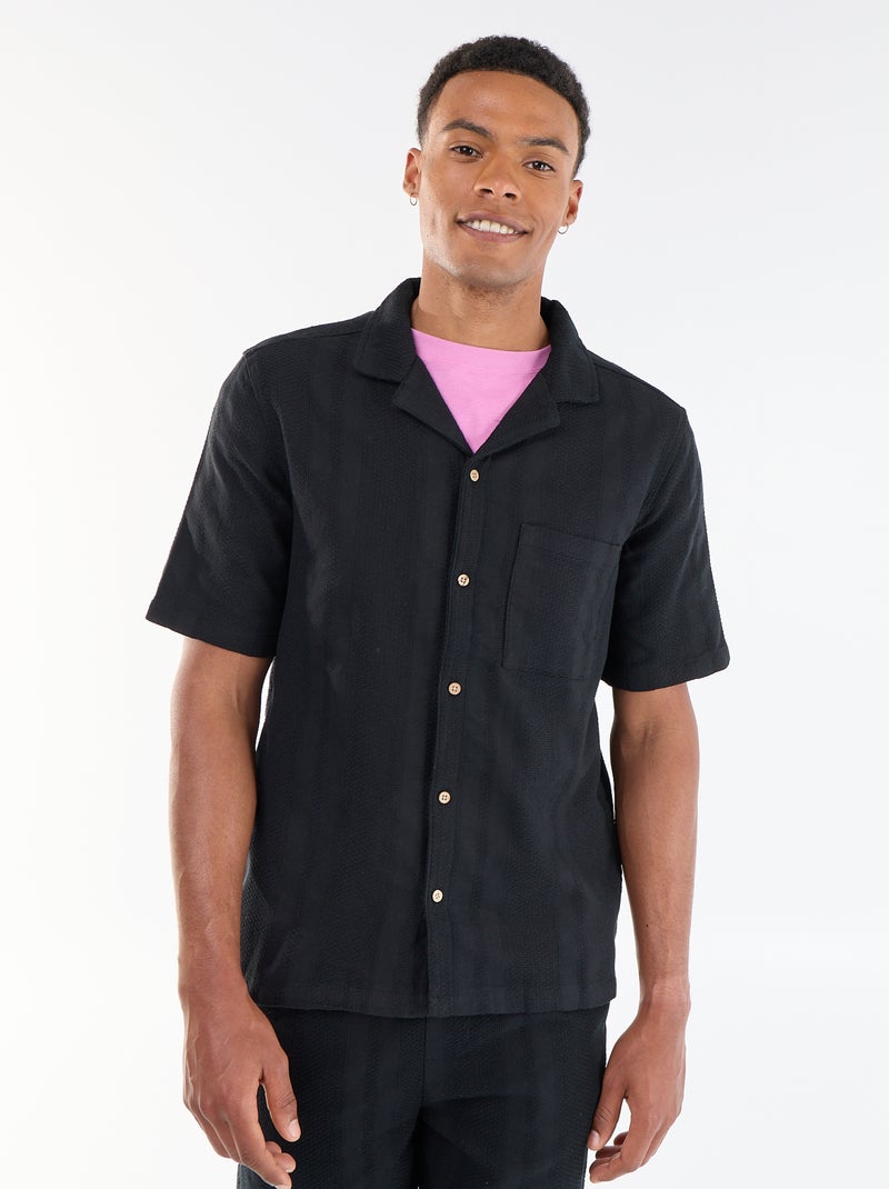 Camisa de manga corta de tejido fantasía Negro - Kiabi