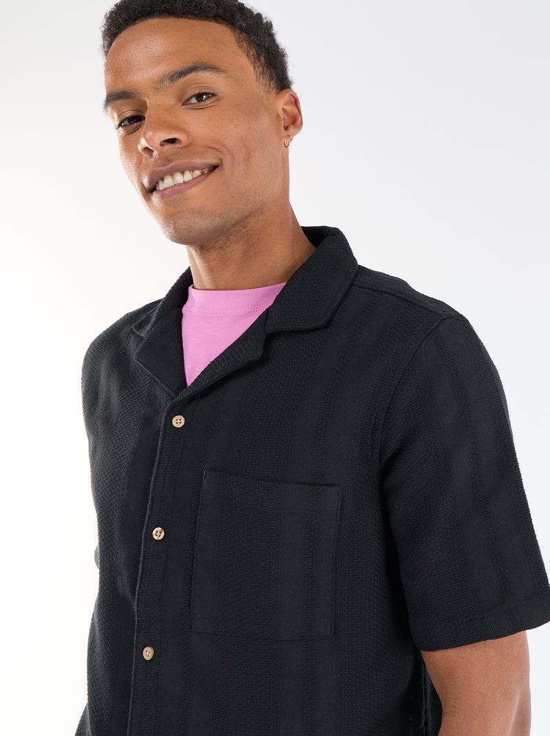 Camisa de manga corta de tejido fantasía Negro - Kiabi