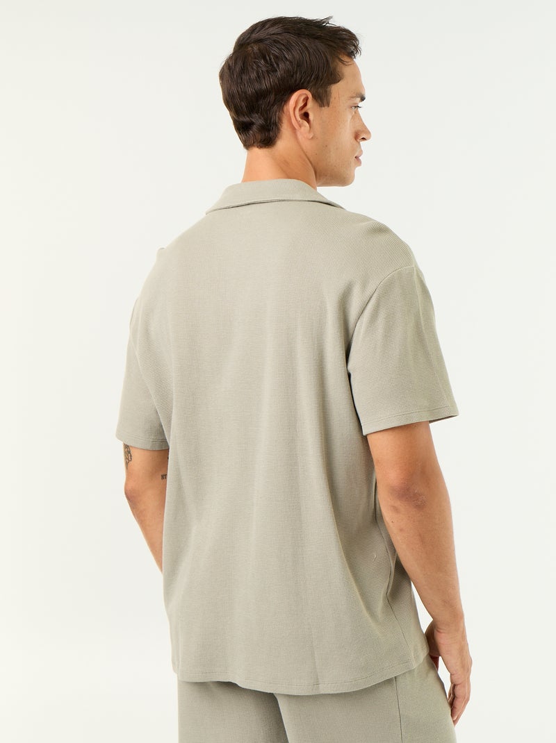 Camisa de manga corta de tejido gofrado Verde - Kiabi