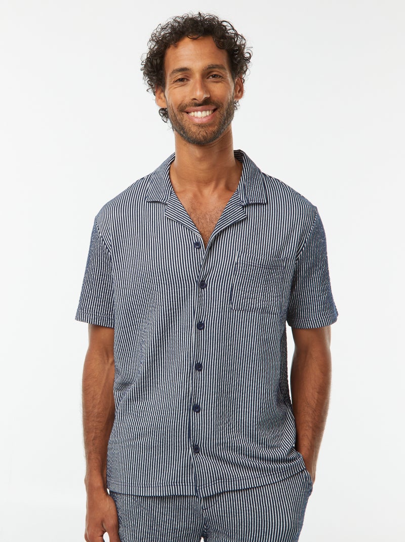 Camisa de manga corta de tejido tipo crespón Azul - Kiabi
