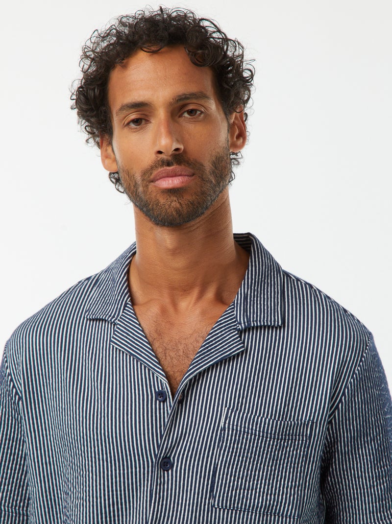 Camisa de manga corta de tejido tipo crespón - Azul - Hombre - 17.00 ...