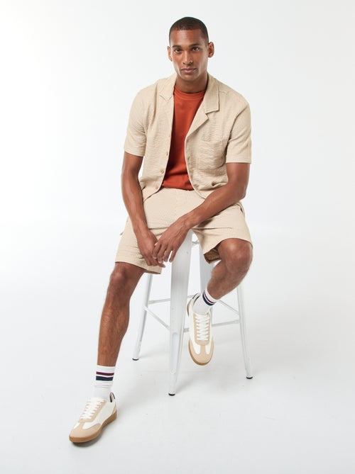 Camisa de manga corta de tejido tipo crespón - Kiabi