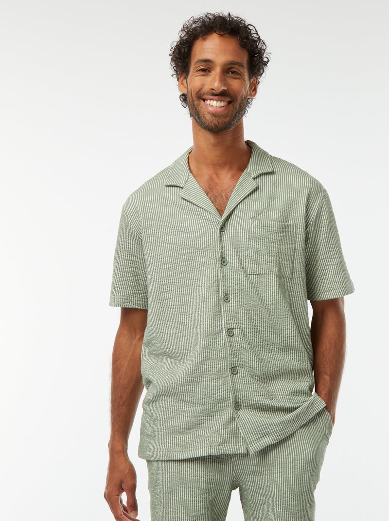 Camisa de manga corta de tejido tipo crespón Verde - Kiabi