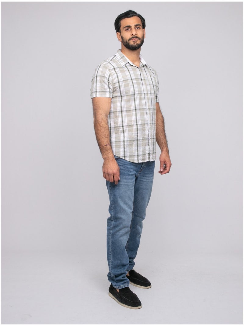 Camisa de manga corta DOLBARAT Caqui - Kiabi