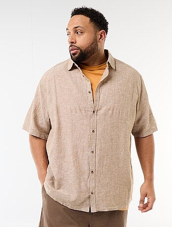 Camisa de manga corta en lino mezclado
