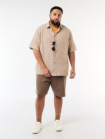Camisa de manga corta en lino mezclado