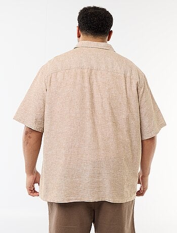 Camisa de manga corta en lino mezclado