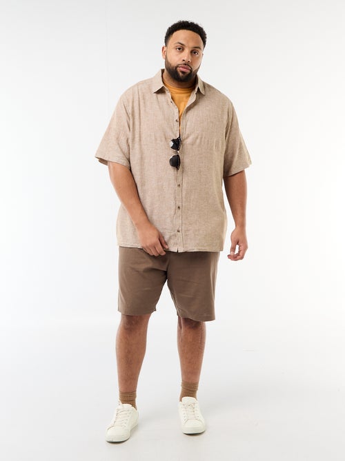 Camisa de manga corta en lino mezclado - Kiabi