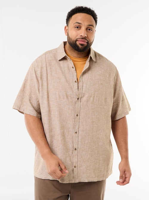 Camisa de manga corta en lino mezclado - Kiabi