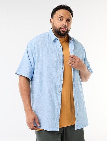 Camisa de manga corta en lino mezclado