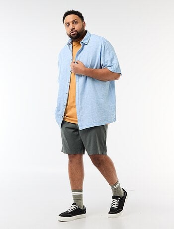 Camisa de manga corta en lino mezclado