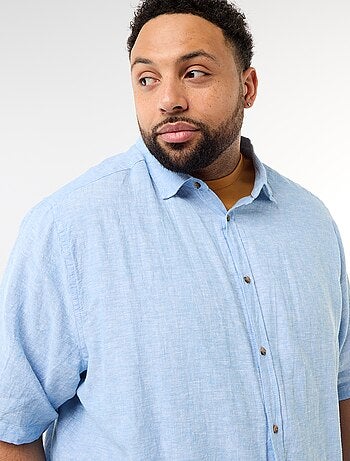 Camisa de manga corta en lino mezclado