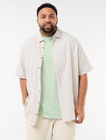 Camisa de manga corta en lino mezclado