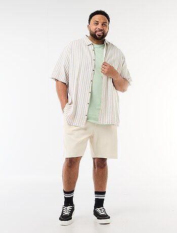 Camisa de manga corta en lino mezclado