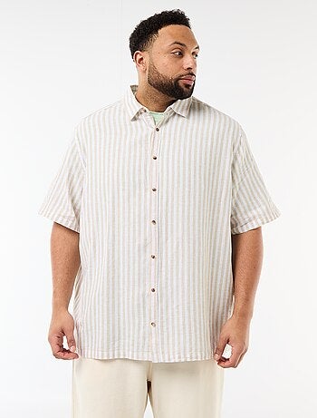 Camisa de manga corta en lino mezclado