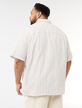 Camisa de manga corta en lino mezclado