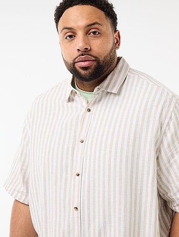 Camisa de manga corta en lino mezclado