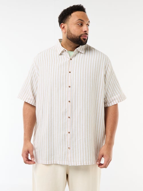 Camisa de manga corta en lino mezclado - Kiabi