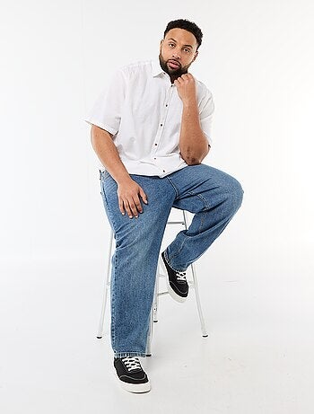 Camisa de manga corta en lino mezclado