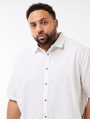 Camisa de manga corta en lino mezclado