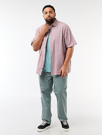 Camisa de manga corta en lino mezclado