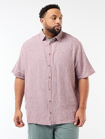 Camisa de manga corta en lino mezclado