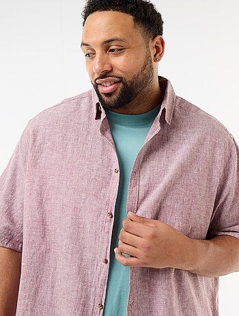 Camisa de manga corta en lino mezclado