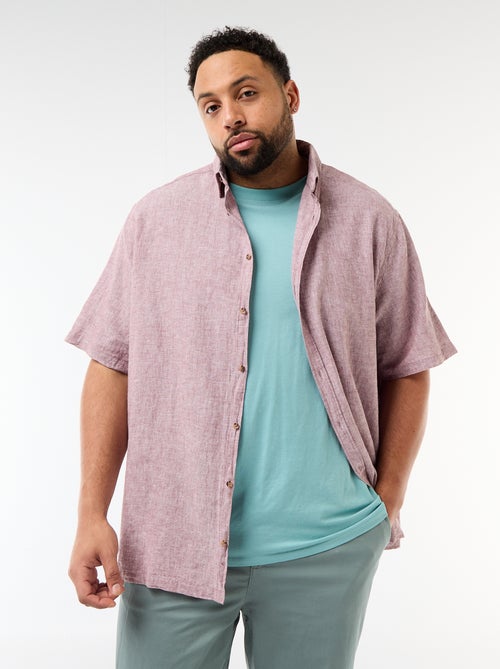 Camisa de manga corta en lino mezclado - Kiabi