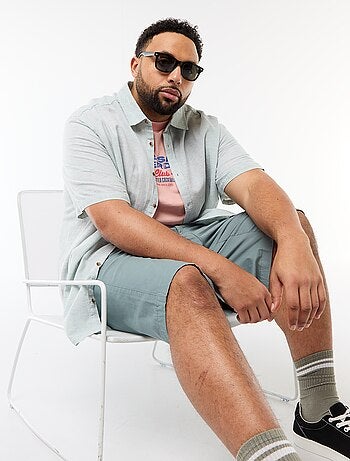 Camisa de manga corta en lino mezclado