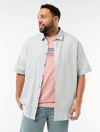 Camisa de manga corta en lino mezclado