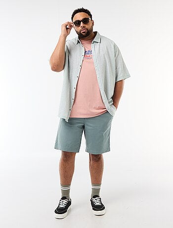 Camisa de manga corta en lino mezclado