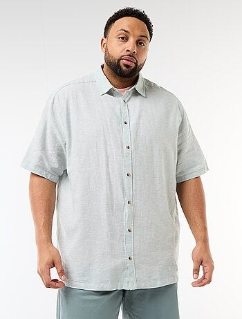 Camisa de manga corta en lino mezclado