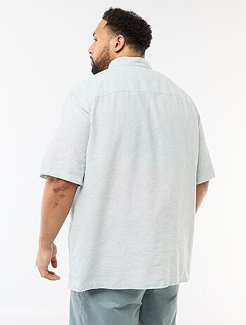 Camisa de manga corta en lino mezclado