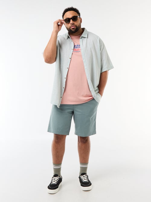 Camisa de manga corta en lino mezclado - Kiabi