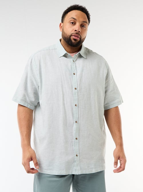 Camisa de manga corta en lino mezclado - Kiabi