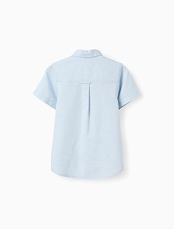Camisa de manga corta en lino y algodón