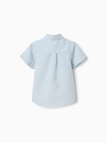 Camisa de manga corta en lino y algodón