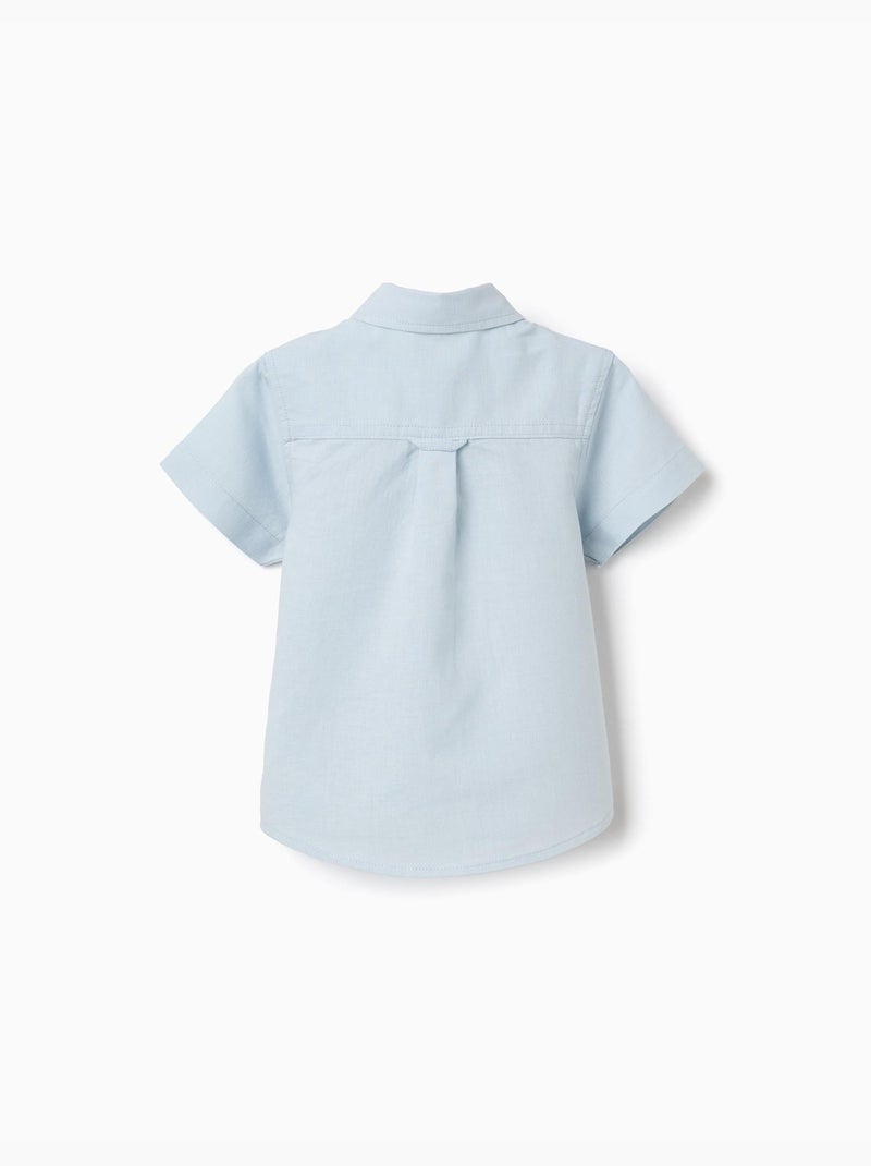 Camisa de manga corta en lino y algodón Azul claro - Kiabi