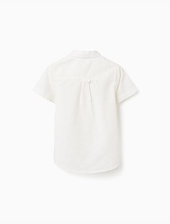 Camisa de manga corta en lino y algodón