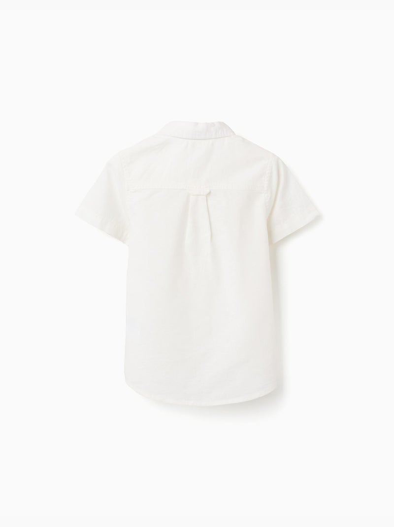 Camisa de manga corta en lino y algodón Blanco - Kiabi