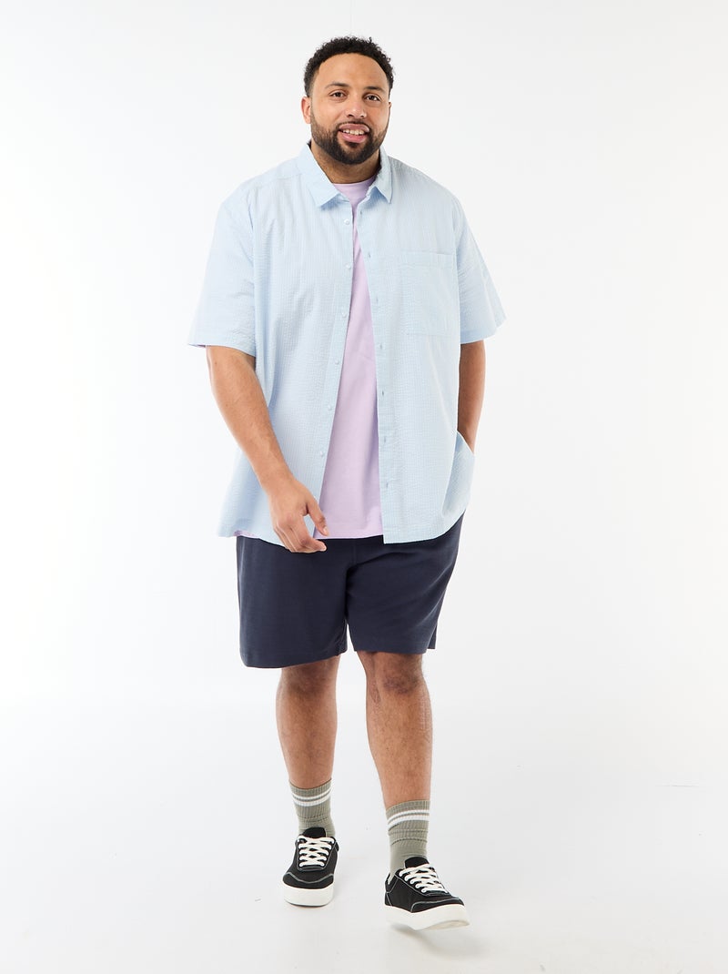 Camisa de manga corta en material crepé Azul - Kiabi